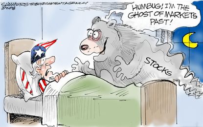 Editorial cartoon U.S. ghost of stock markets past humbug economy