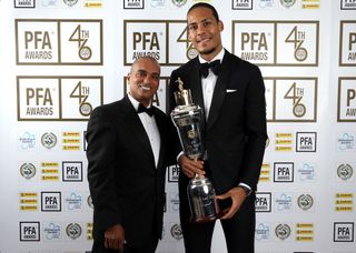 Bobby Barnes, left, pictured with Virgil Van Dijk at last year's PFA player of the year awards