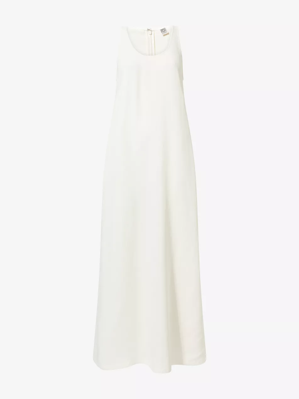 Scoop-Neck Woven Maxi Dress