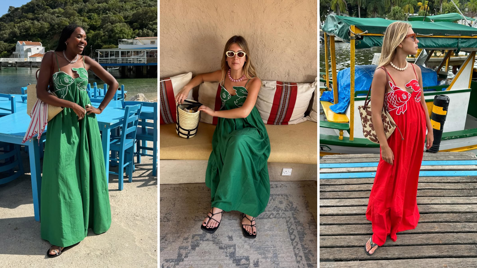 Farm Rio fish maxi dress summer dress holiday style