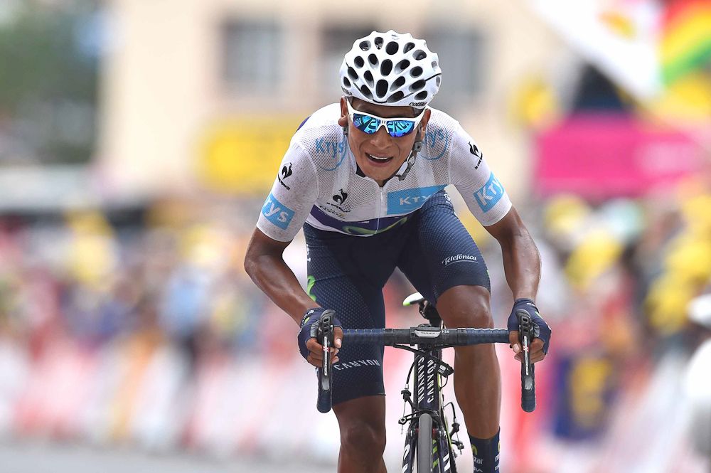 Nairo Quintana approached the finish of stage 19