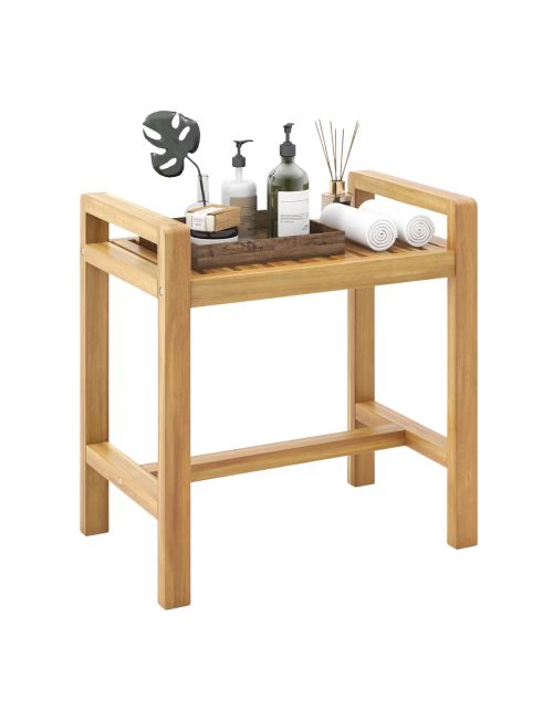 Costway Teak Wood Shower Bench