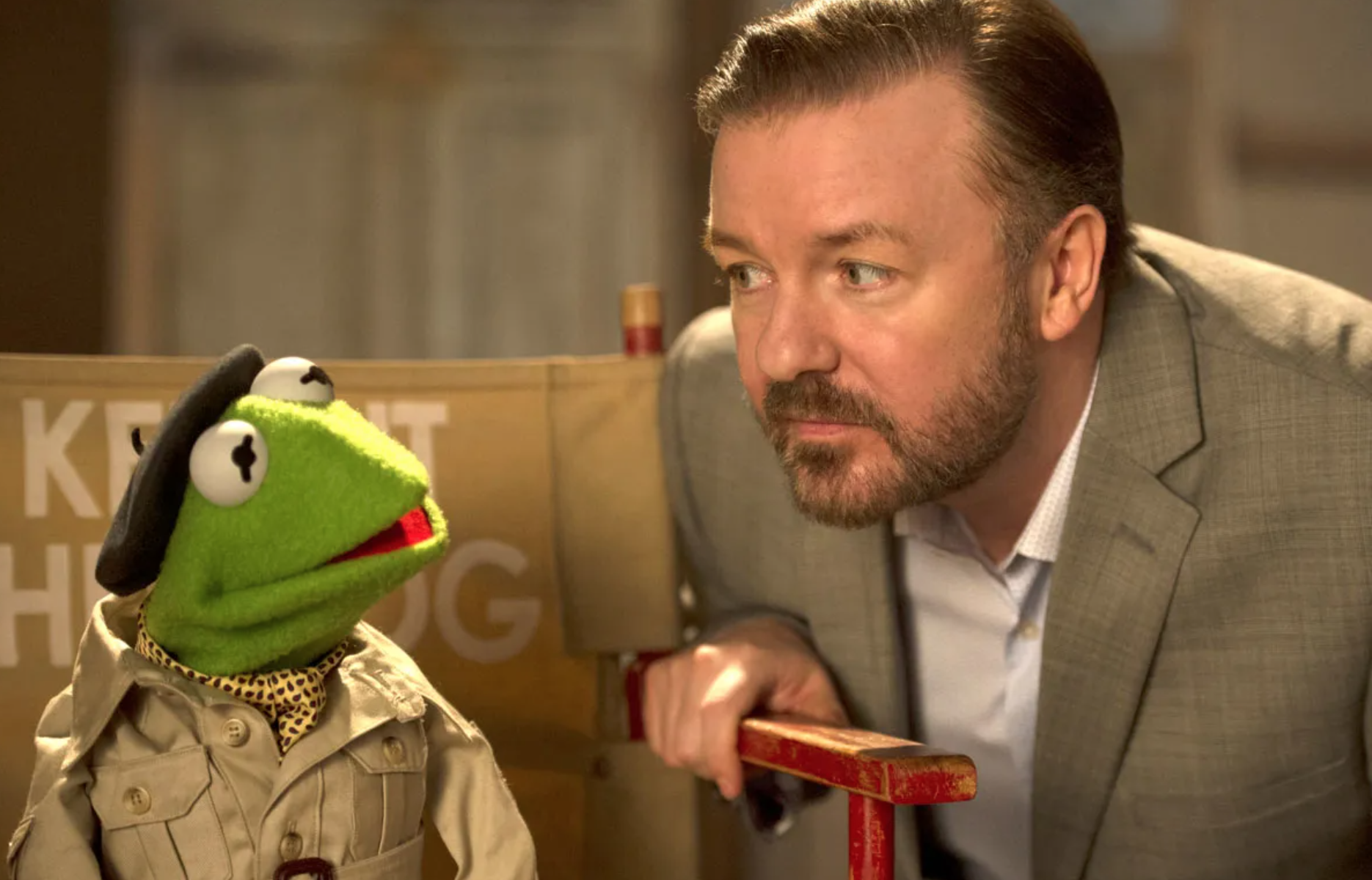 Ricky Gervais with Kermit the Frog