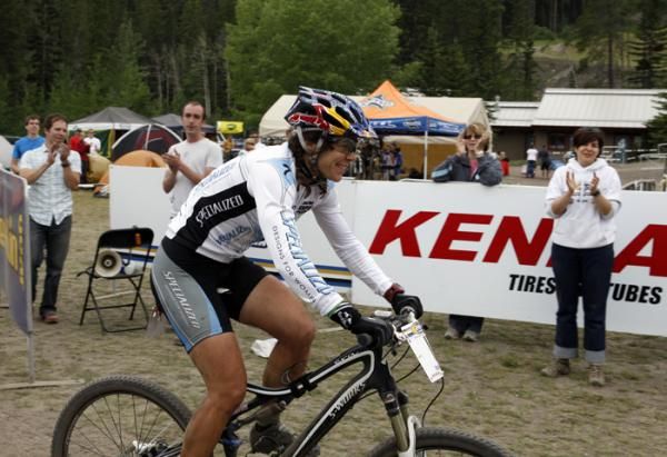 USA's Rebecca Rusch takes the Elite Women's win on Sunday.
