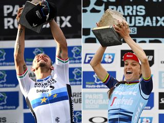 Sonny Colbrelli and Lizzie Deignan, winners of the 2021 Paris-Roubaix