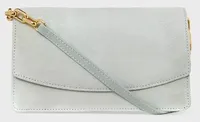 Hobbs Kensington Suede Clutch Bag, Sage Green | $98/£75 | John Lewis &amp; Partners