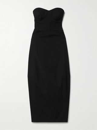 Jett Strapless Cotton and Wool-Blend Twill Midi Dress