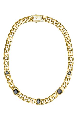 Geo Street Stone Station Curb Chain Necklace