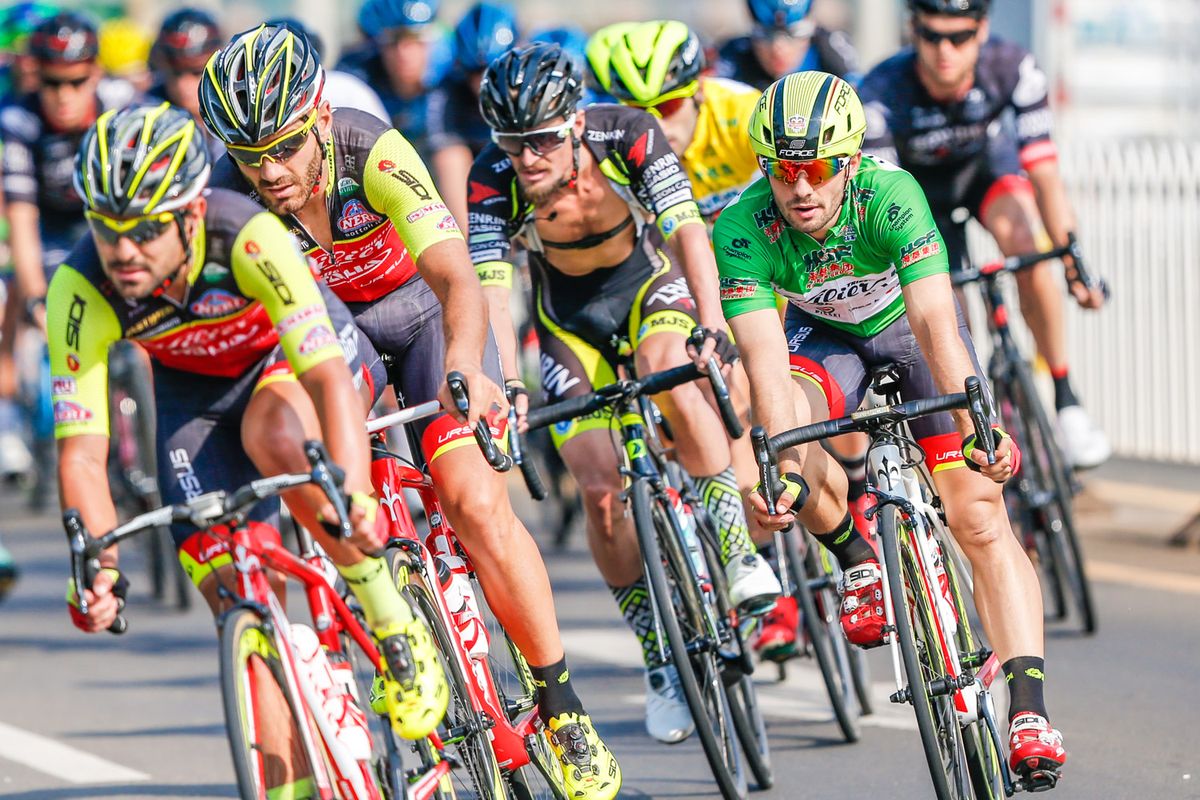 Jakub Mareczko sits in the peloton