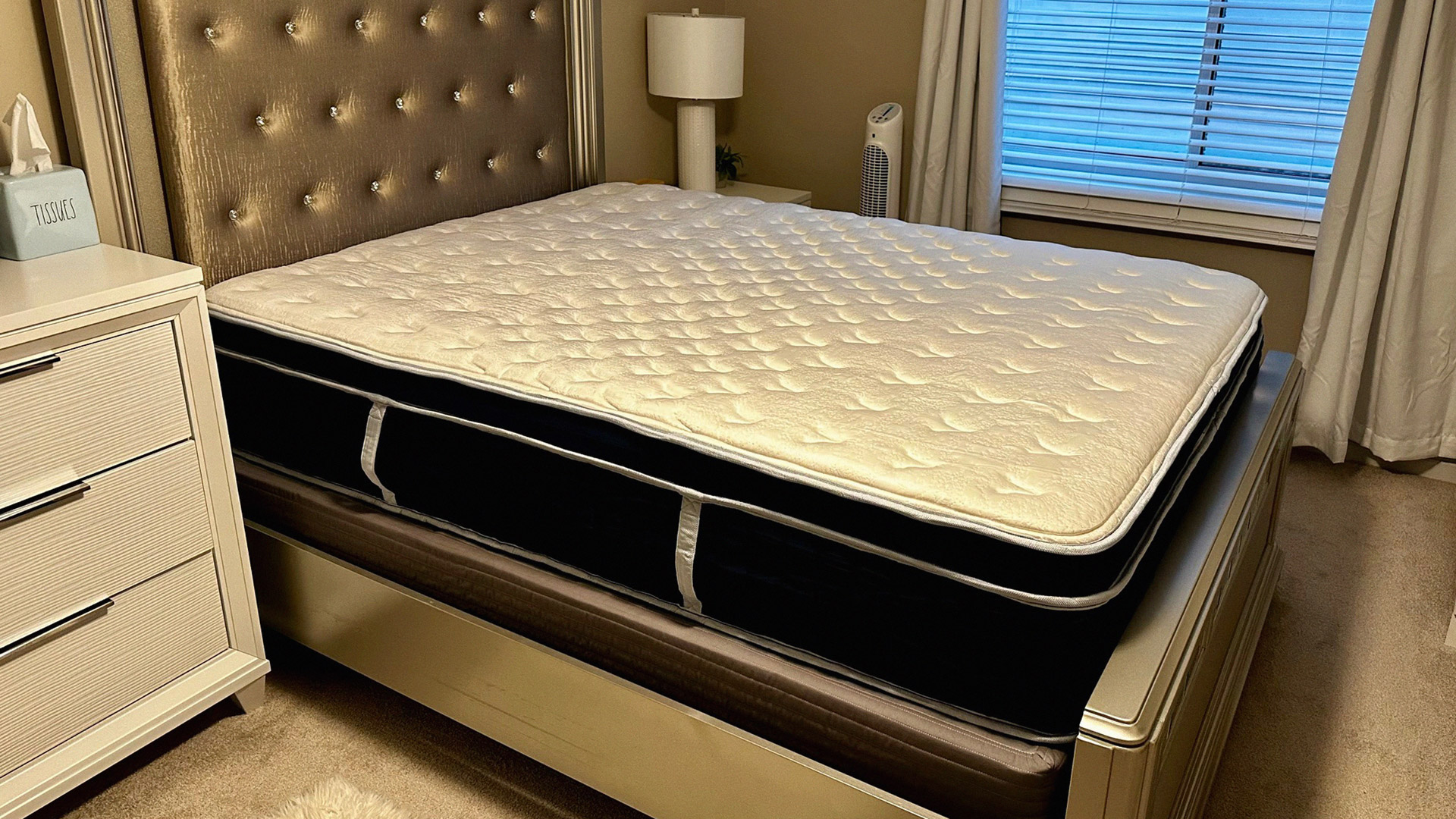 The Glacier Apex Hybrid mattress in a bedroom
