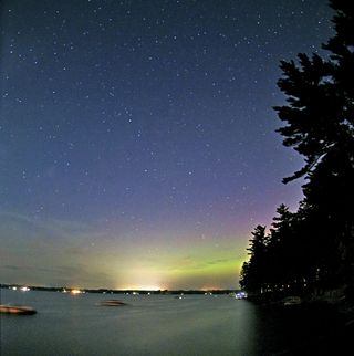 Aurora over Sebago Lake, Maine, August 2011