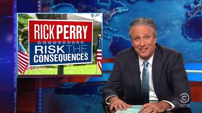 Jon Stewart welcomes Rick Perry into the presidential race