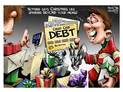 Editorial cartoon holiday shopping debt
