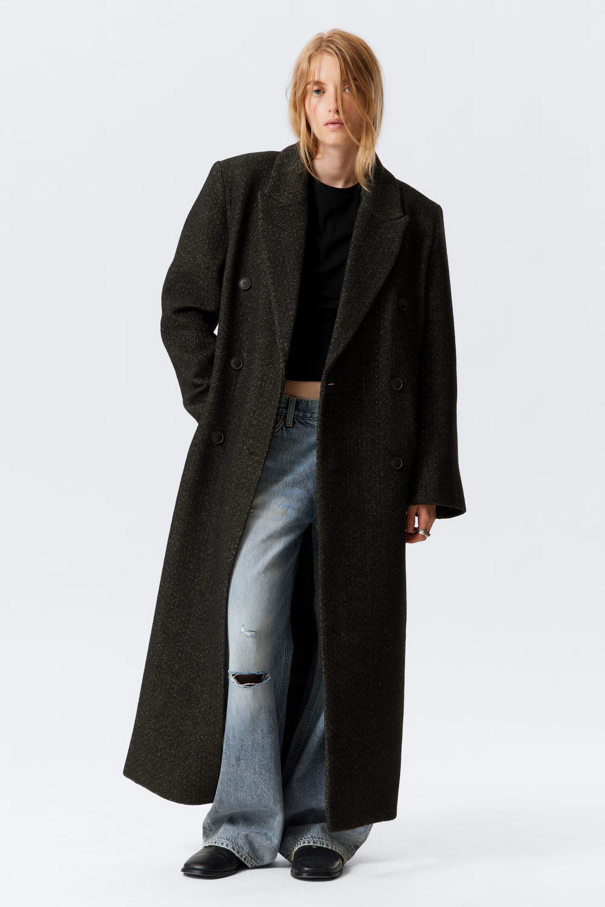 Weekday, LOGAN DOUBLE-BREASTED WOOL-BLEND COAT