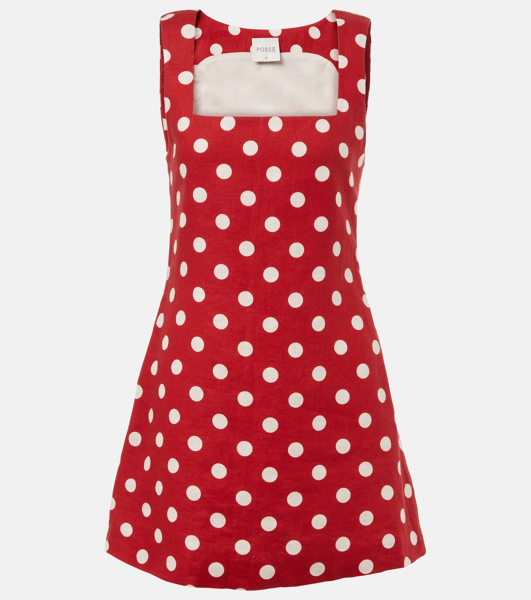 Alice Polka-Dot Linen Minidress in Red - Posse