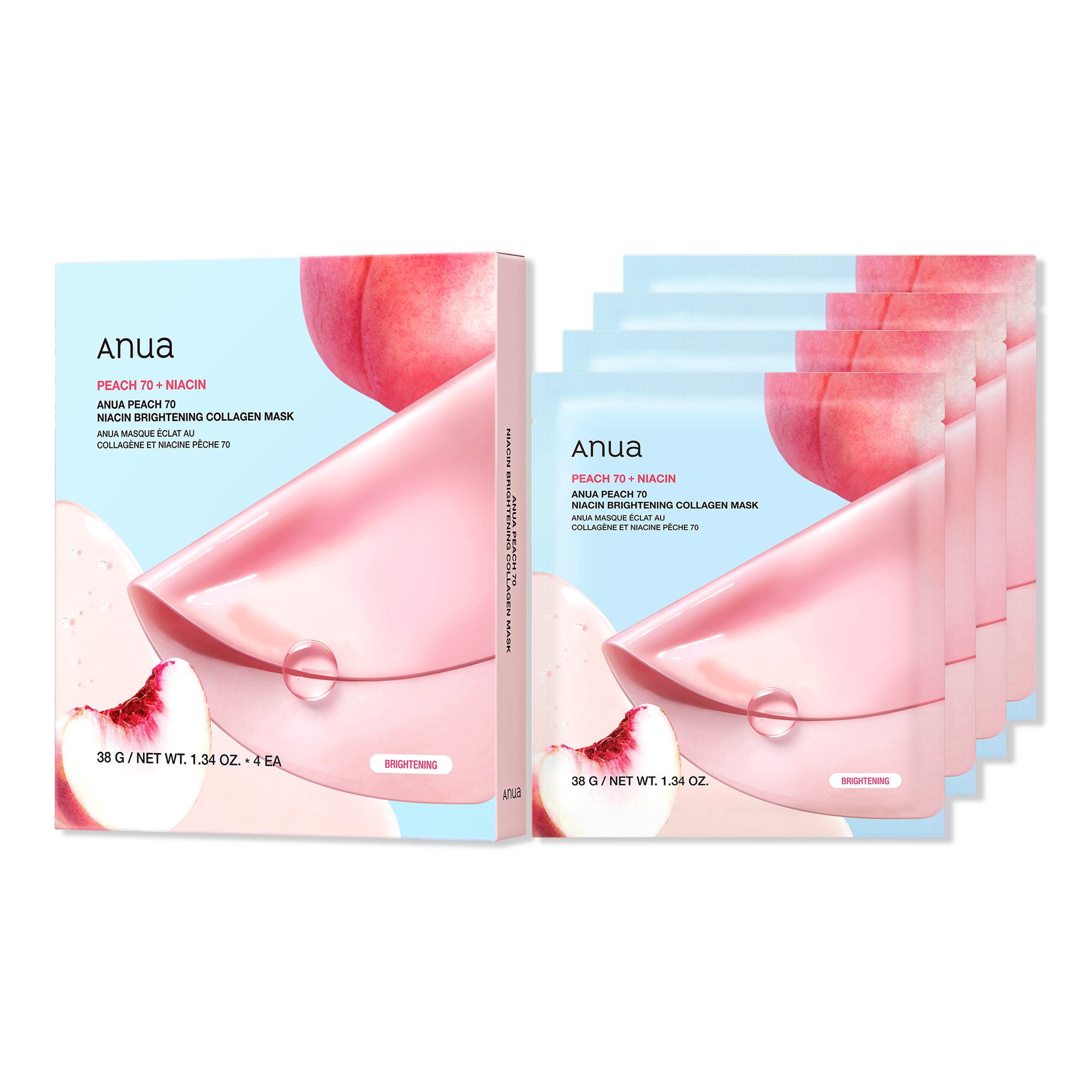 Peach 70 Niacin Brightening Collagen Mask - 4 Ct