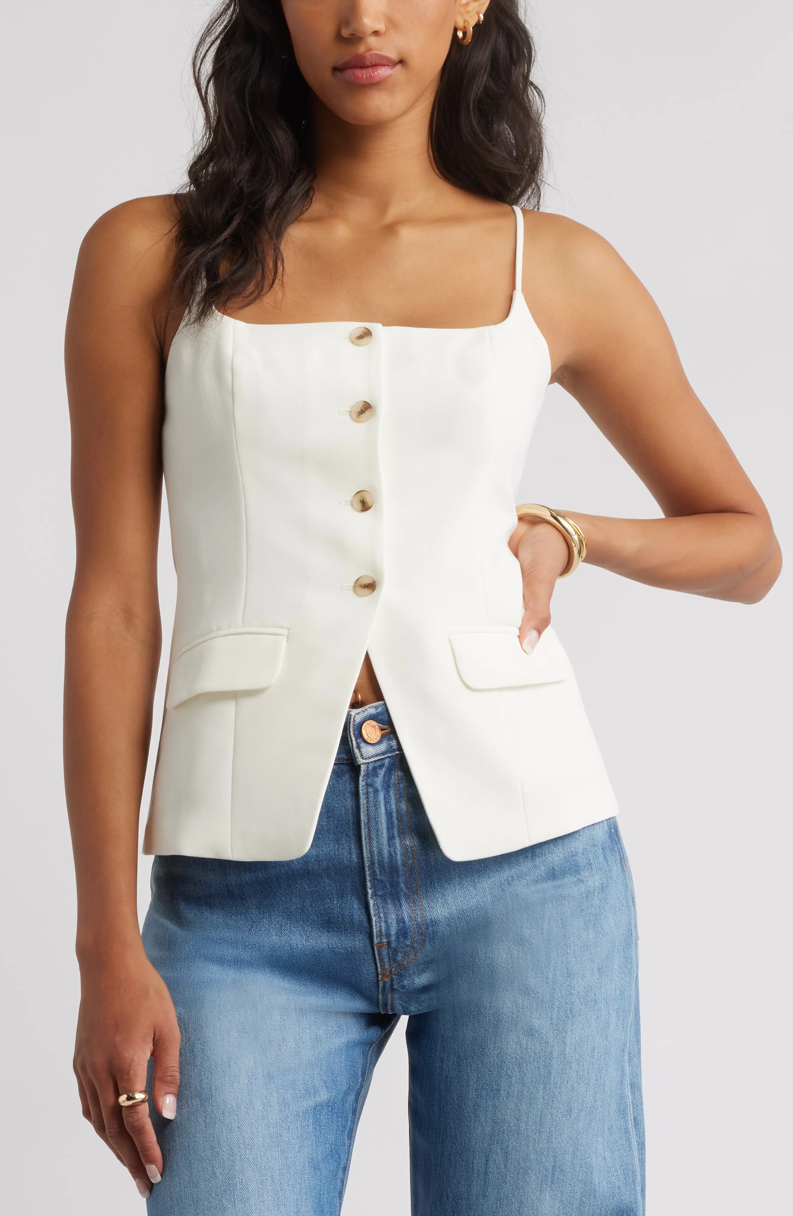 Open Edit, Button Front Suiting Camisole
