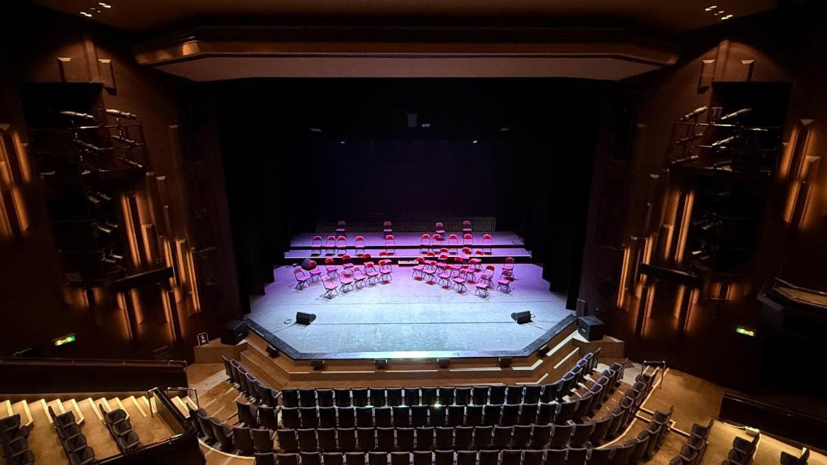 A view of the stage at The Lyric Theatre in the U.K. 