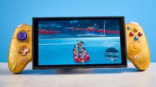 A golden GameSir G8 Plus phone gaming controller