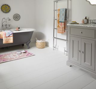 this laminate flooring is waterproofed for use in the bathroom