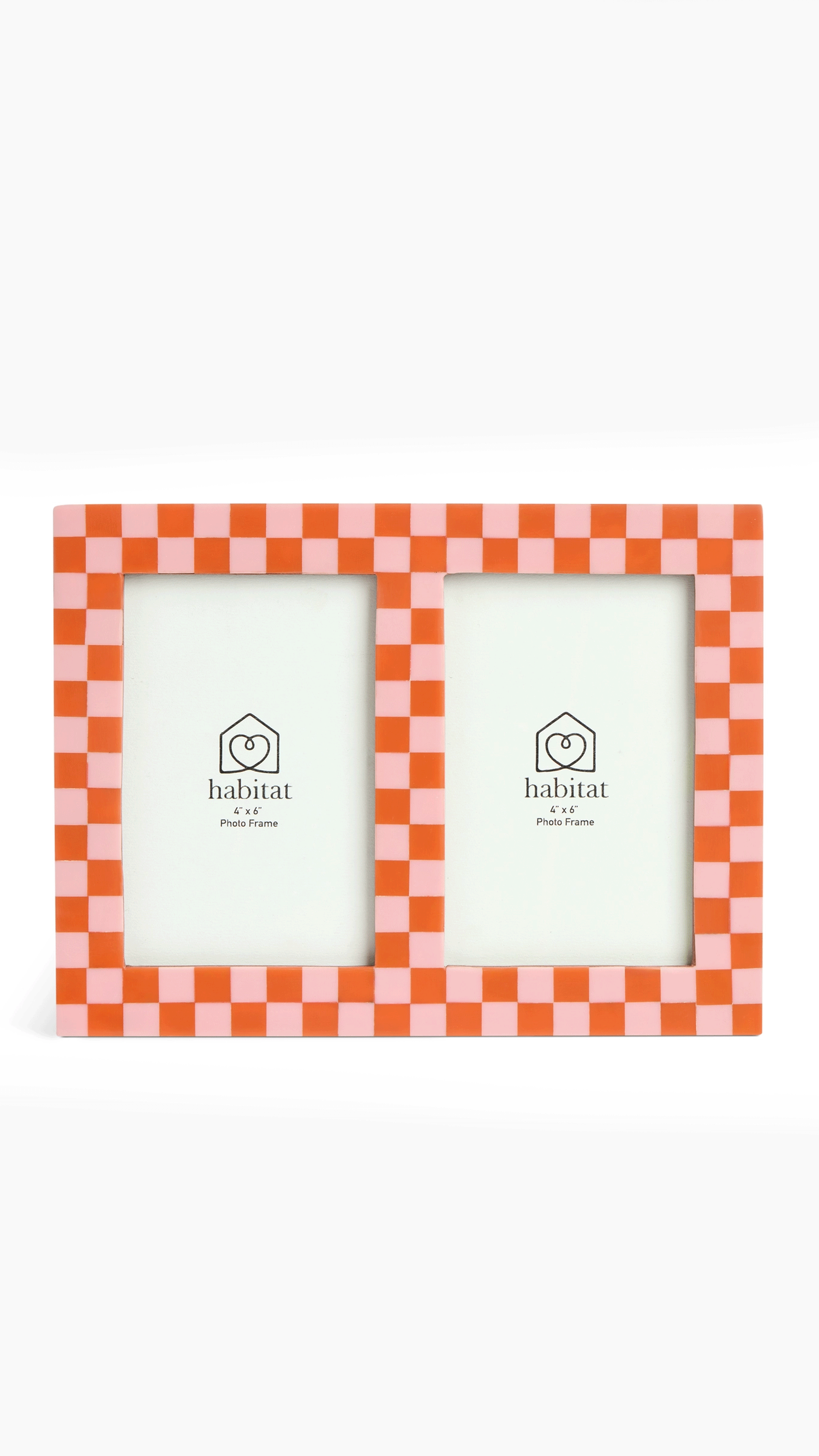Checkered Multi Photo Pink Resin Picture Frame - 4x6