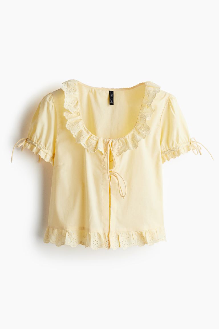 Frill-Trimmed Cotton Blouse