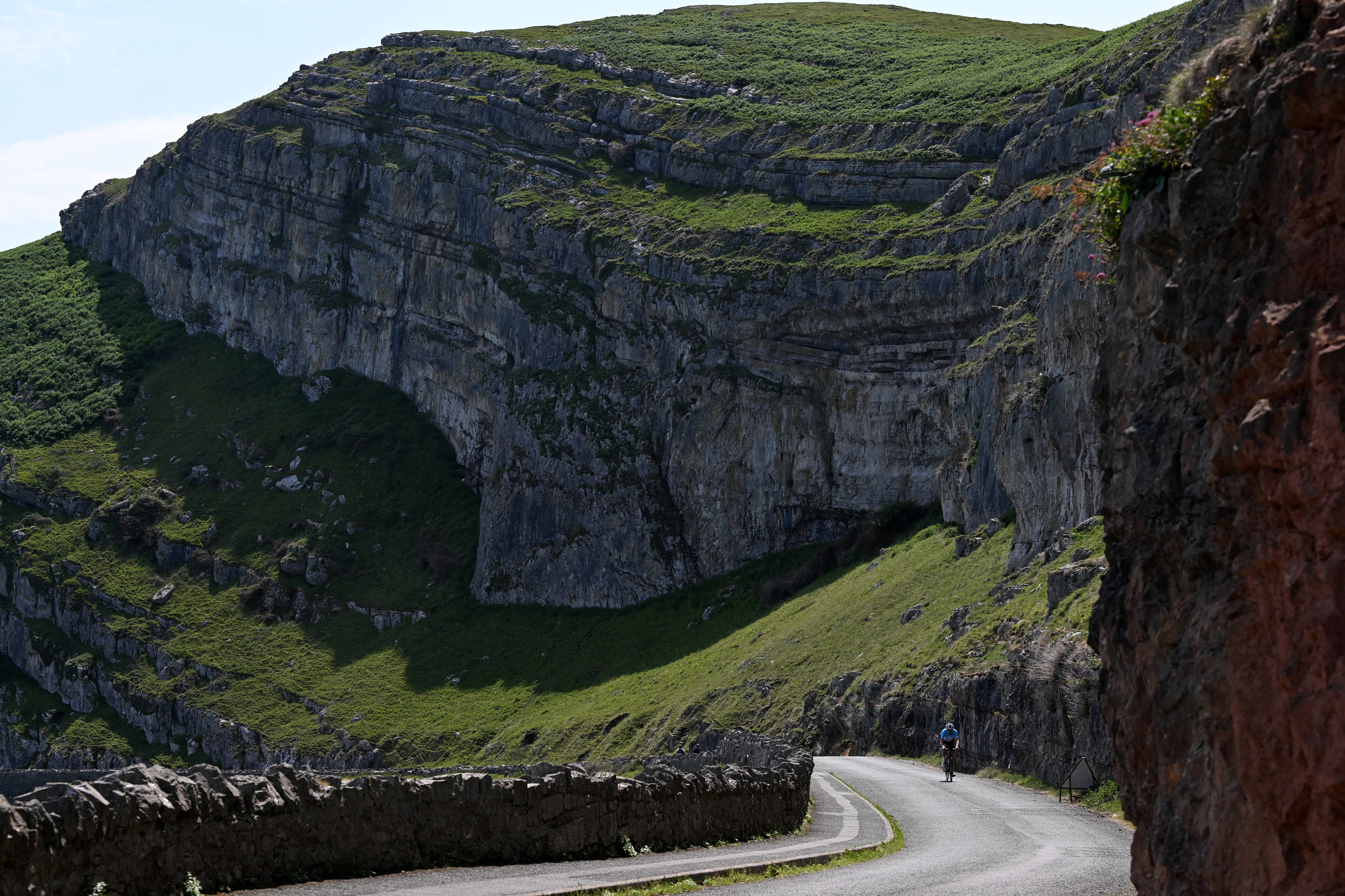Mountain and a cyclist
