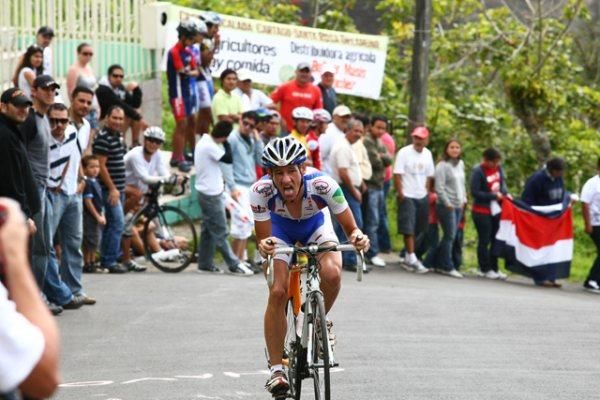 Dirk Van Der Craats (Amsterdam Team) gives his all in the mountain time trial.
