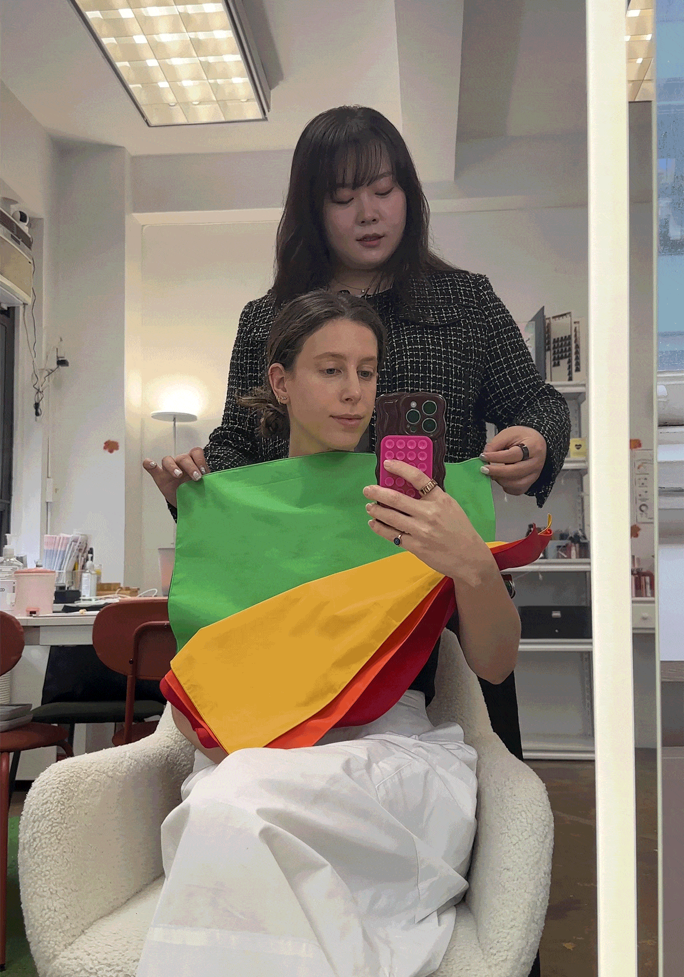 Jamie Schneider receiving a personal color analysis