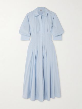 Jazz Pleated Cotton-Blend Poplin Midi Shirt Dress