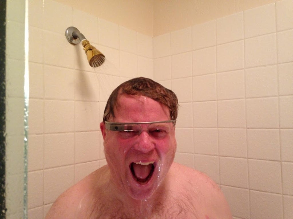 Infamous photo of Robert Scoble using Google Glass in the shower
