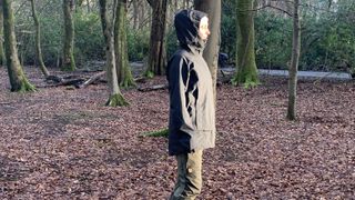 Julia Clarke wearing the Montane Solution Jacket in the forest