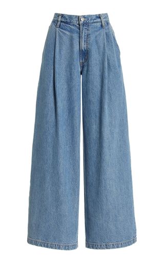 Ellis Pleated Denim Wide-Leg Trousers