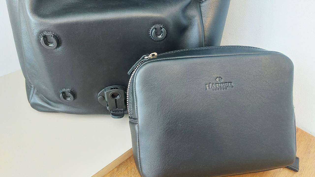 Harber London Leather Roll Top Backpack