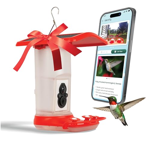 Feathersnap Smart Hummingbird Feeder: Ai Bird Id, Wi-Fi and Solar Power, Stunning Hd Images and Videos Are Sent Directly to Your Phone, Easy to Clean and Hang - Best Smart Hummingbird Feeder