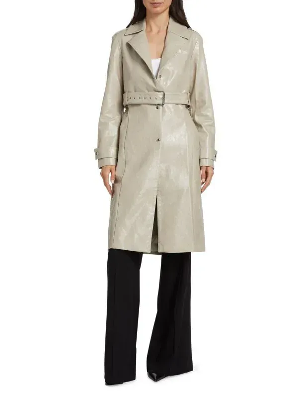 Lamarque, Katija Faux-Leather Single-Breasted Trench Coat