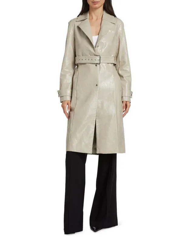 Lamarque, Katija Faux-Leather Single-Breasted Trench Coat