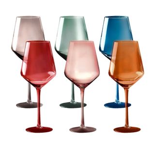 Colored Goblet Wine Glasses Set of 6