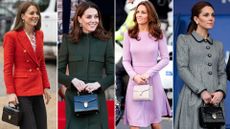 Montage of Kate Middleton with various shades of the Aspinal midi bag