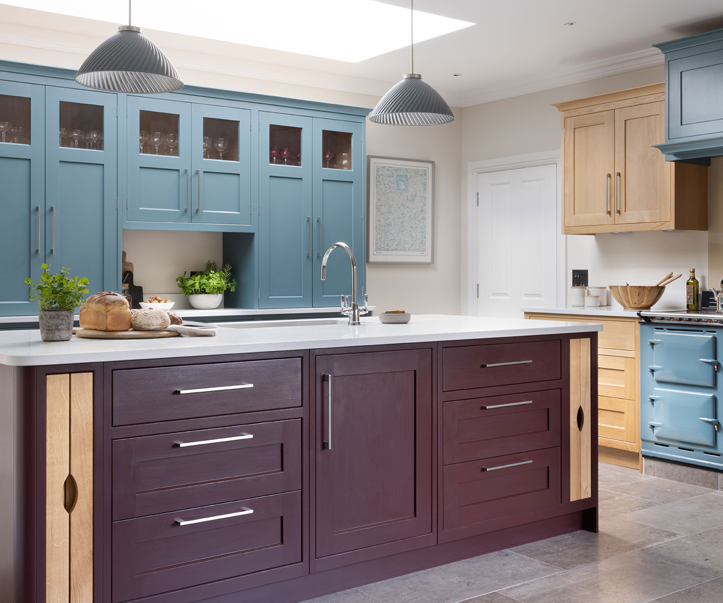 purple shaker kitchen