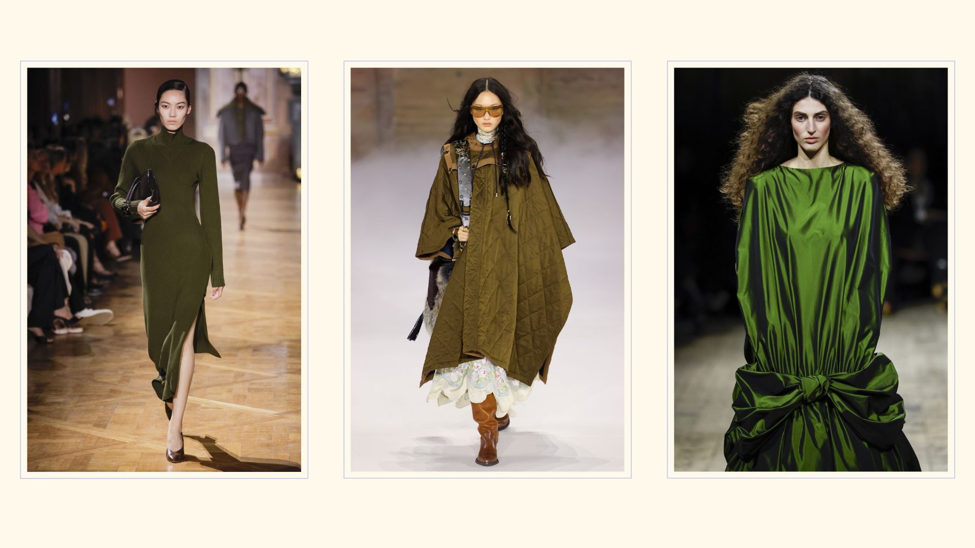 Green fashion colour trend 2026 - 3 models