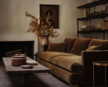 A living room painted in earthy off-white