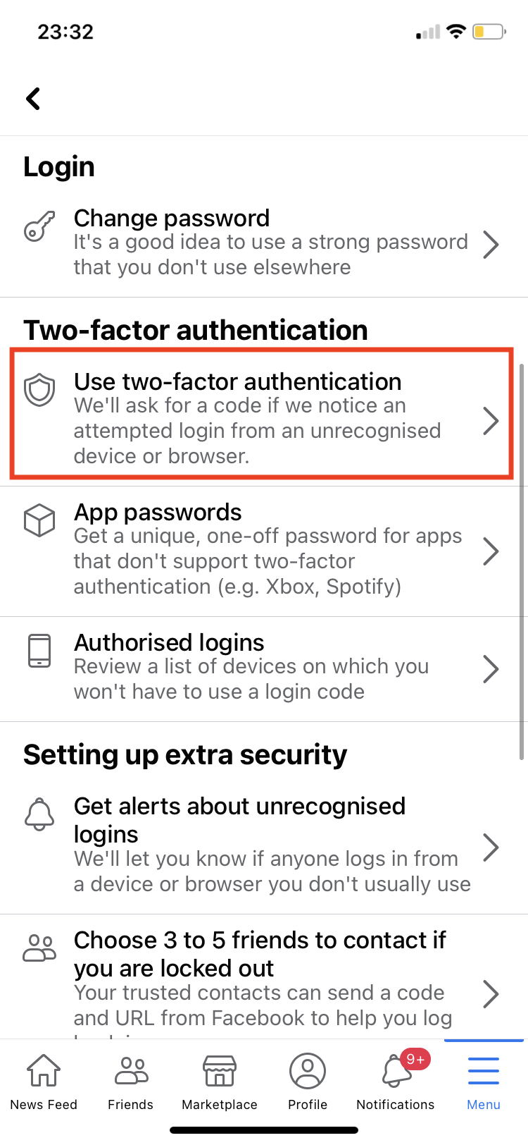 How to set up two-factor authentication on Facebook using a mobile app