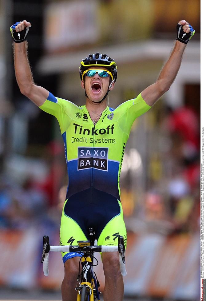 Michael Rogers (Tinkoff-Saxo) celebrates his Tour de France stage win