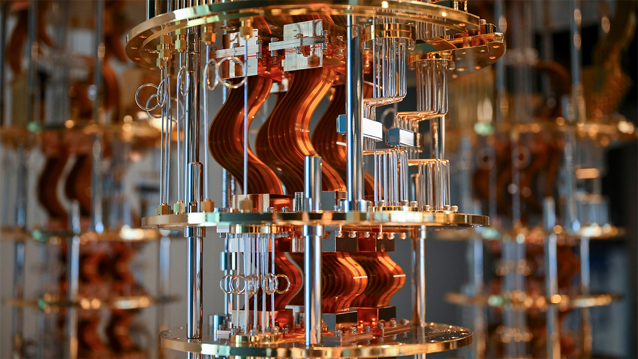 Close up photograph of parts of the IBM Quantum System Two
