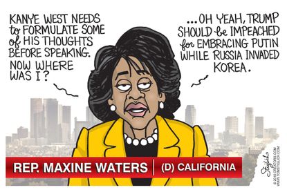 Political cartoon U.S. Maxine Waters Kanye West Trump Russia Korea