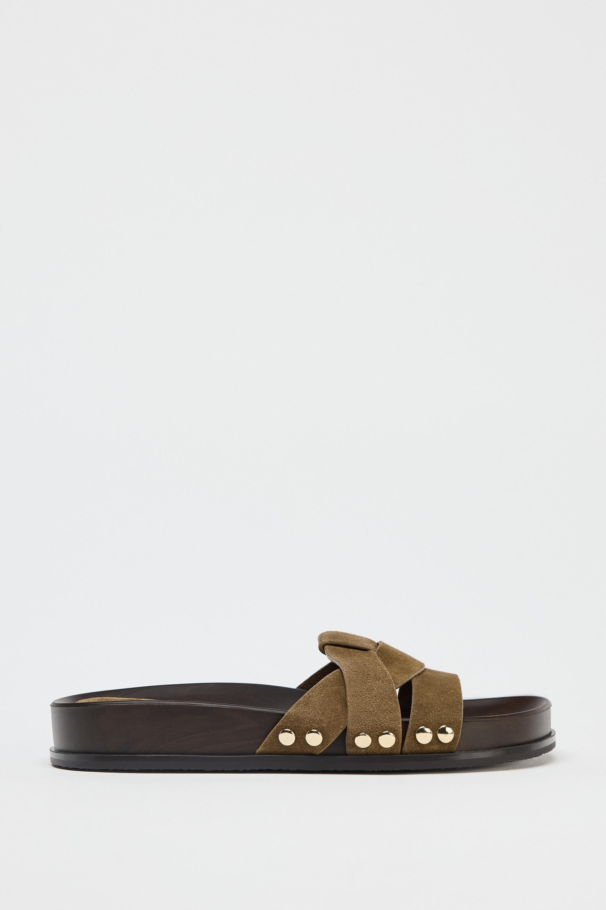 Leather Platform Slides
