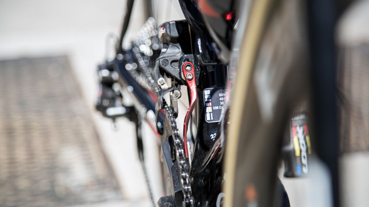 The bike is equipped with a chain catcher