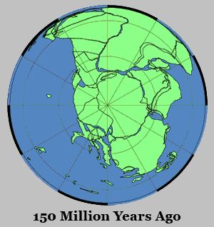 Antarctica and the Gondwana supercontinent, 150 million years ago.