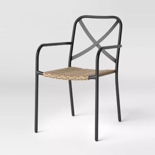 Threshold™ Wicker & Metal Stack Chair with black frame